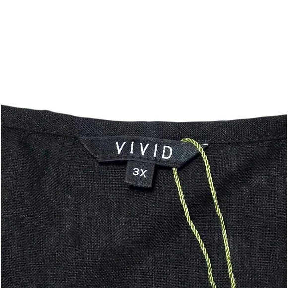 NWT VIVID Black Linen Maxi Dress Sleeveless Long Double Skirt Plus 3x Lagenlook - Picture 2 of 9